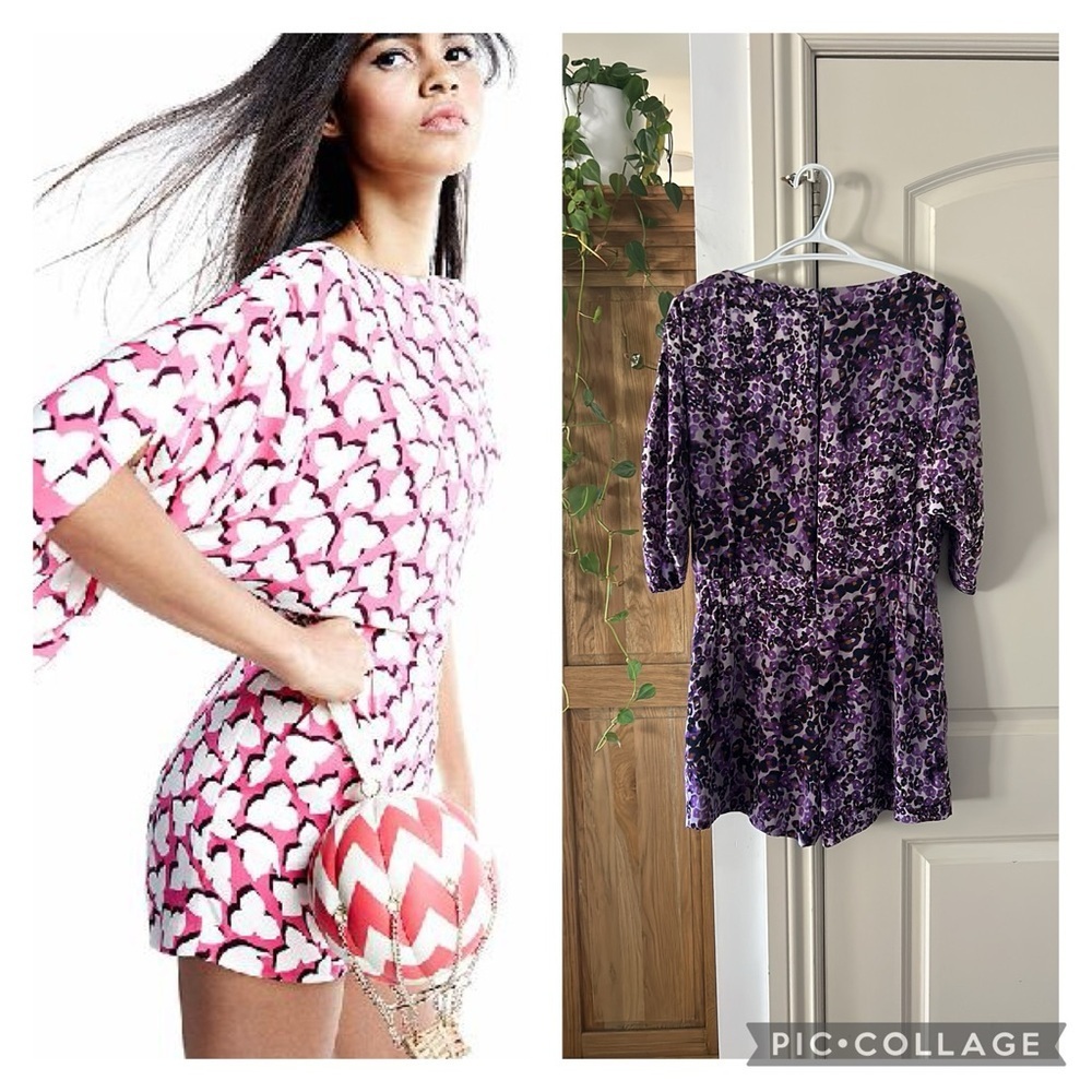 🎀DIANE VON  FURSTENBERG 8 silk blend purple soleil romper